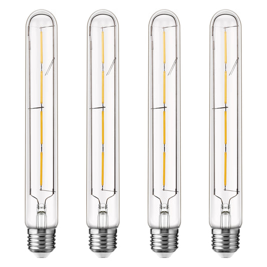 T30 LED Tubular Bulb,Vintage Filament Design, 4W (40W Equivalent), Warm White 2700K, Dimmable, E26 Base, (4-Pack)