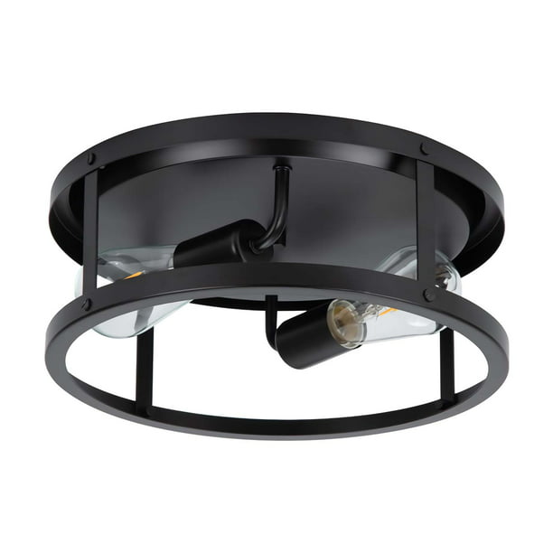 2 Light Matte Black Incandescent Flush Mount Light Farmhouse Light Fixture for Hallway,Entrance,Laundry Room