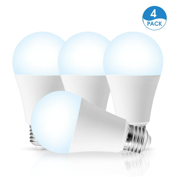 12W Dusk to Dawn Light Bulbs, 1000LM(100W Equivalent), 5000K Daylight, E26 A19 Automatic Sensor LED Bulbs, for Porch Garage Garden Patio, 4-Pack