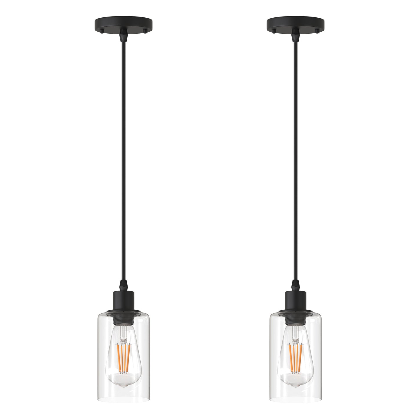 YANSUN Matte Black Rustic Industrial 60-Watt 1-Light Mini Pendant Light with Metal Shade