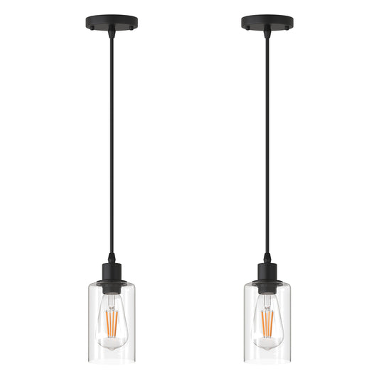 YANSUN Matte Black Rustic Industrial 60-Watt 1-Light Mini Pendant Light with Metal Shade