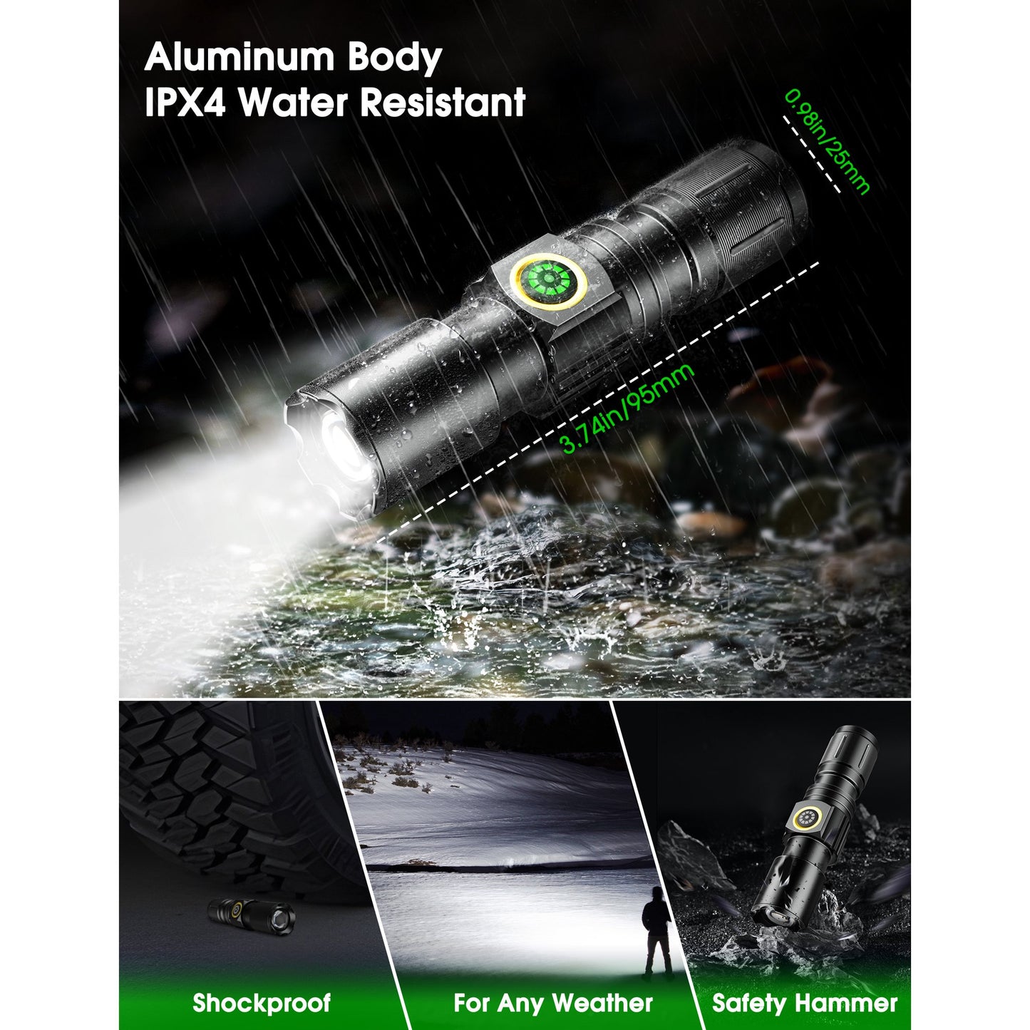 Portable LED Zoomable Flashlight with 3 Lighting Modes for Home Night Fishing Camping