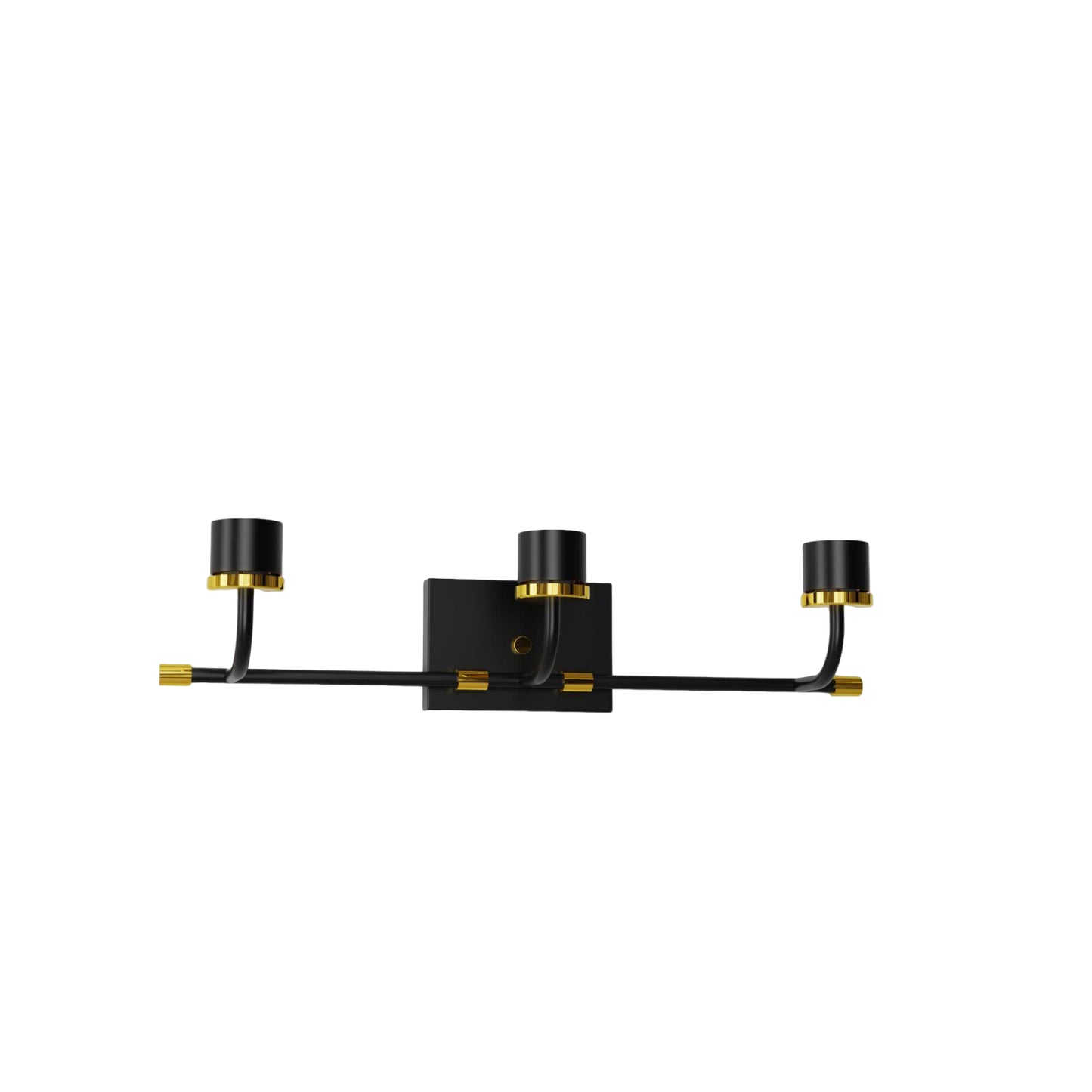 YANSUN 25.59 In. 3-Light Black and Gold Vanity Light 7 in. Rectangular Metal arms for Bathroom