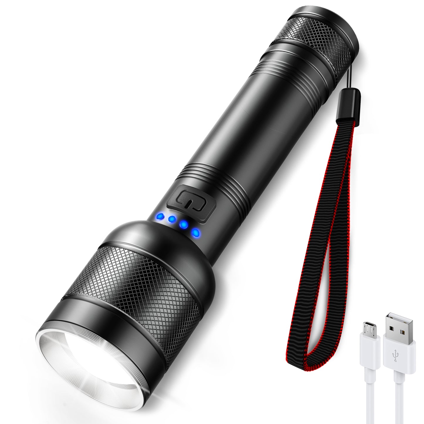 2000 Lumen Rechargeable LED Flashlight with Zoomable, 4 Modes, and Water Resistant, Ideal for Camping, Emergence(2-Pack)