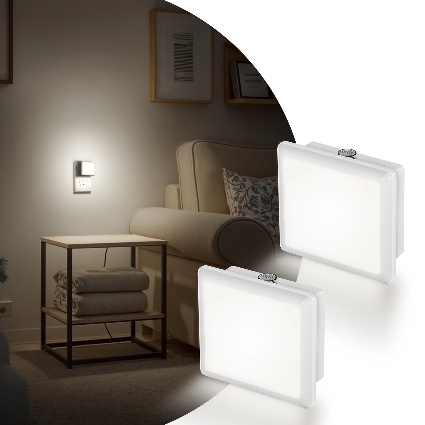 YANSUN 0.3 Watt Plug-in Auto Sensor LED Night Light White 5000K Square Design 6-Pack