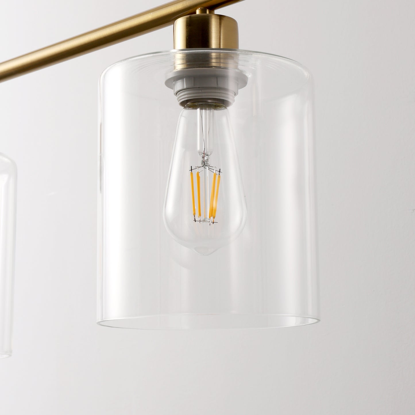 46 in. 4-Light Gold Modern Island Pendant Light, Linear Chandelier Hanging Light w/ Clear Glass Shade for Kitchen Island