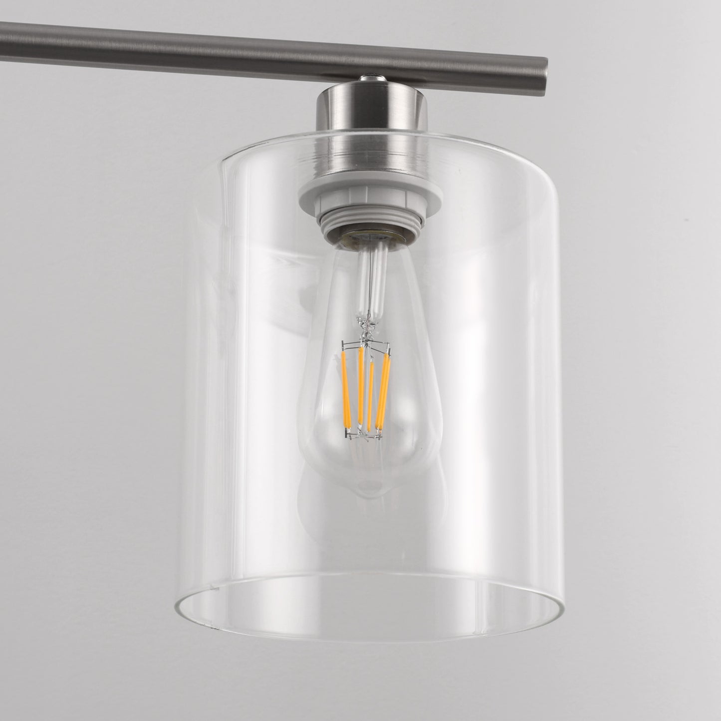 4-Light Brushed Nickel Modern Island Pendant Light Fixtures, Linear Chandelier Hanging Light with Clear Glass Shade