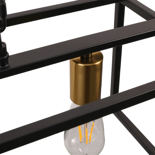 3 - Light Dimmable Kitchen Island Linear Chandelier Square Linear Pendant Light for Dining Room Industrial Style