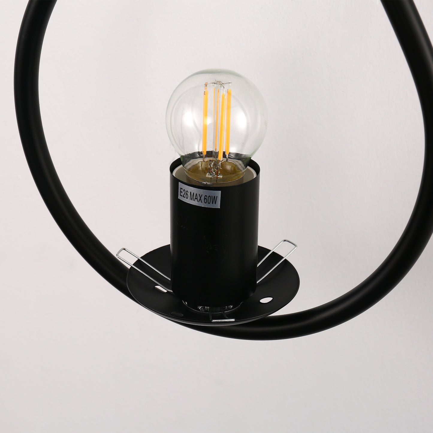 7.87 in. 1-Light Black Modern Globe Wall Sconce with Seeded Glass Shade for Living Room