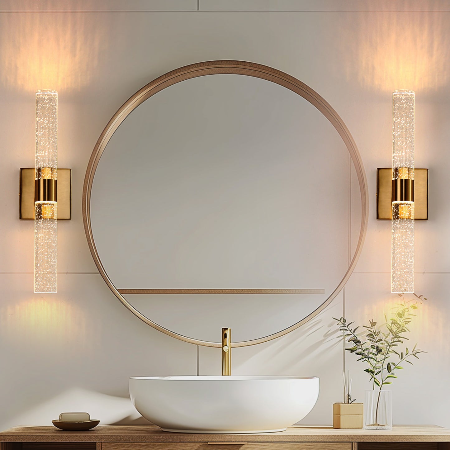 YANSUN 18 in. 2-Light Brushed Gold LED Vanity Light Bar and 3CCT Adjustable Function for Bathroom Living Room or Bedroom