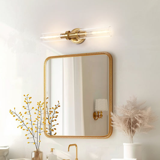 18 in. 2-Light Gold Bathroom Sconces with Clear Glass, Bathroom Vanity Light Fixtures, Modern Wall Lights for Mirror