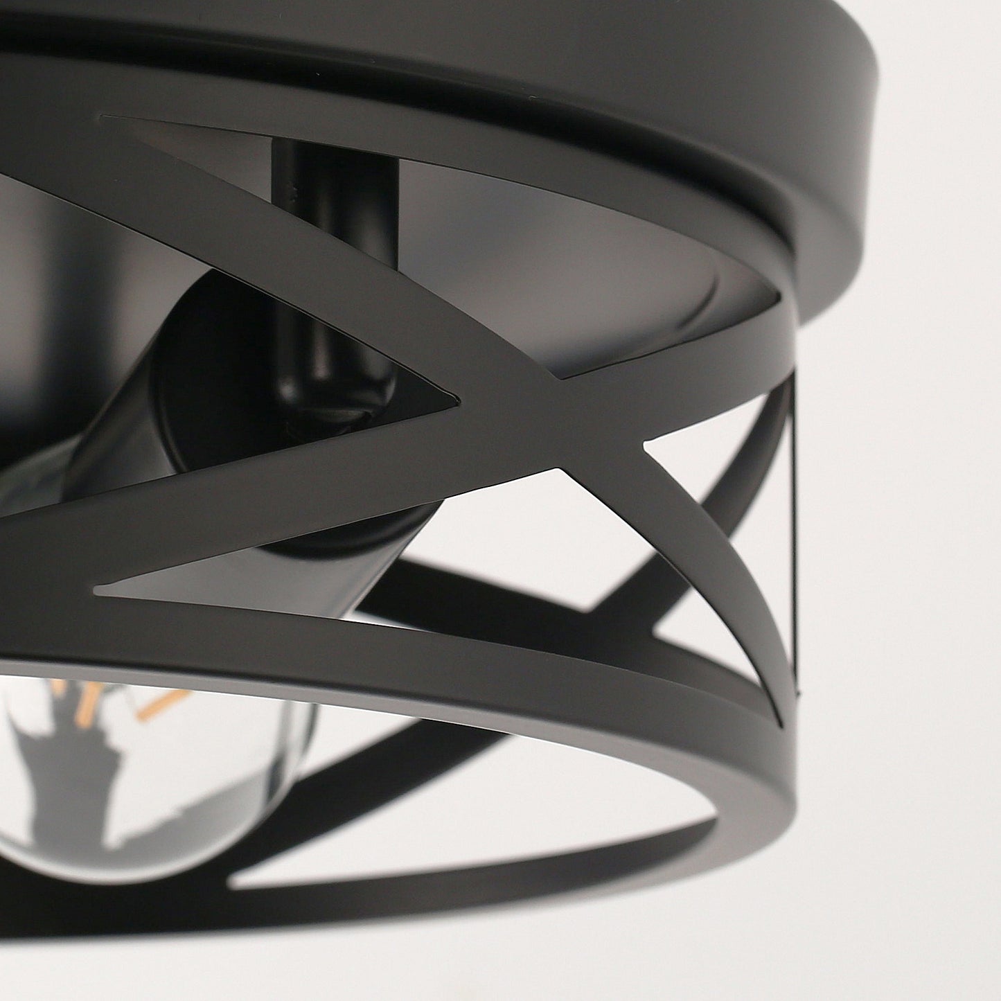 12.6 in. 3-Light Farmhouse Matte Black Flush Mount Ceiling Light with No Bulbs Included