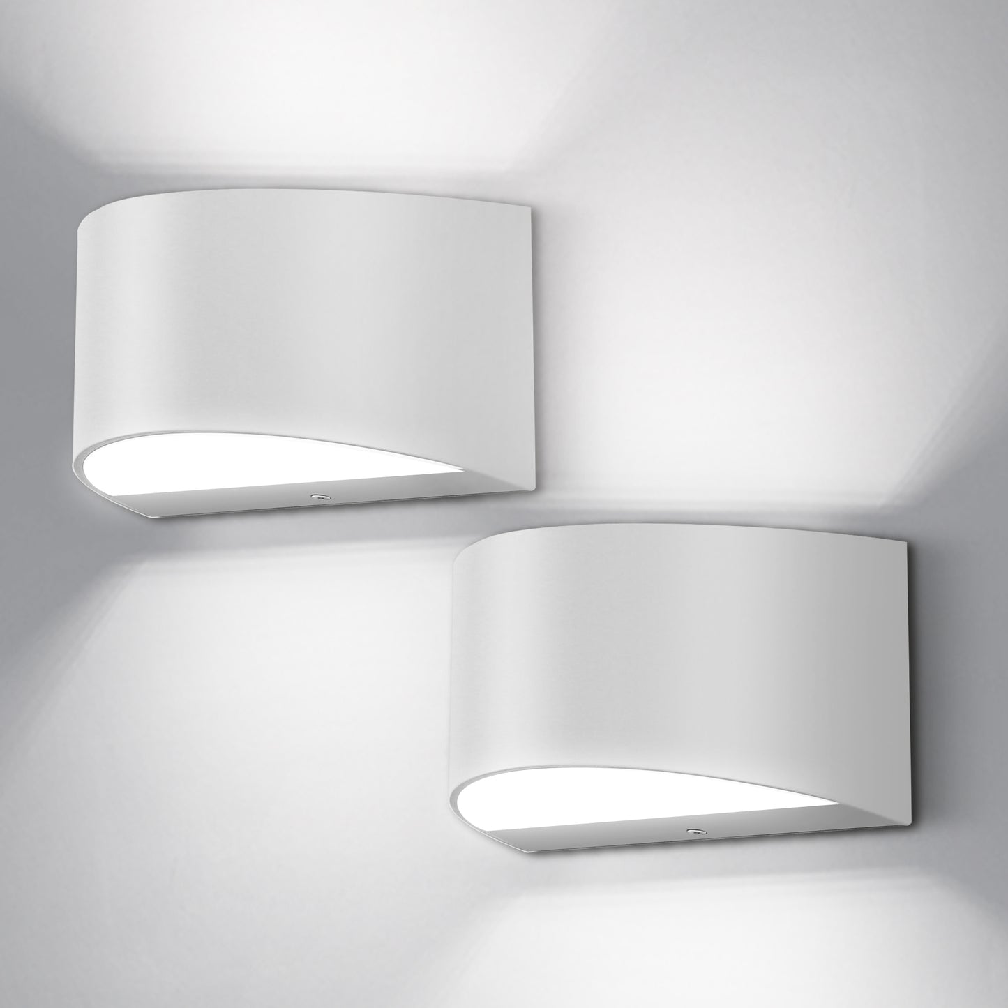 8.03 in. 1-Light White Modern Lantern Wall Sconce, Up and Down Wall Mount Light Living Room Bedroom Hallway (2-Pack)
