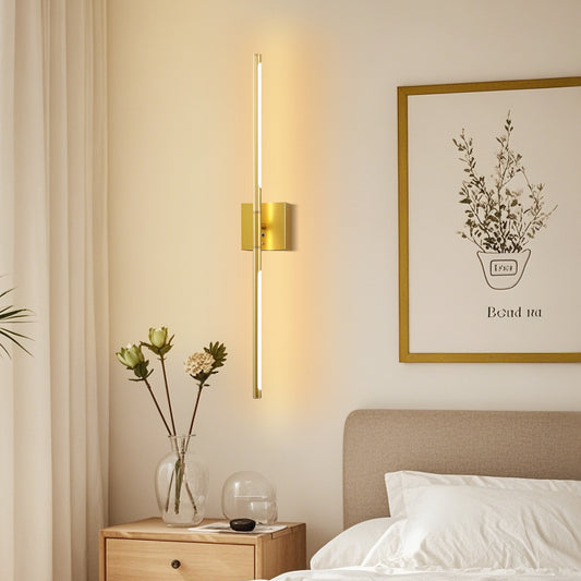 2-Light Gold Dimmable LED Wall Sconce with Remote Control, Wireless Installation, USB Charging, Wall Decor(2-Pack)