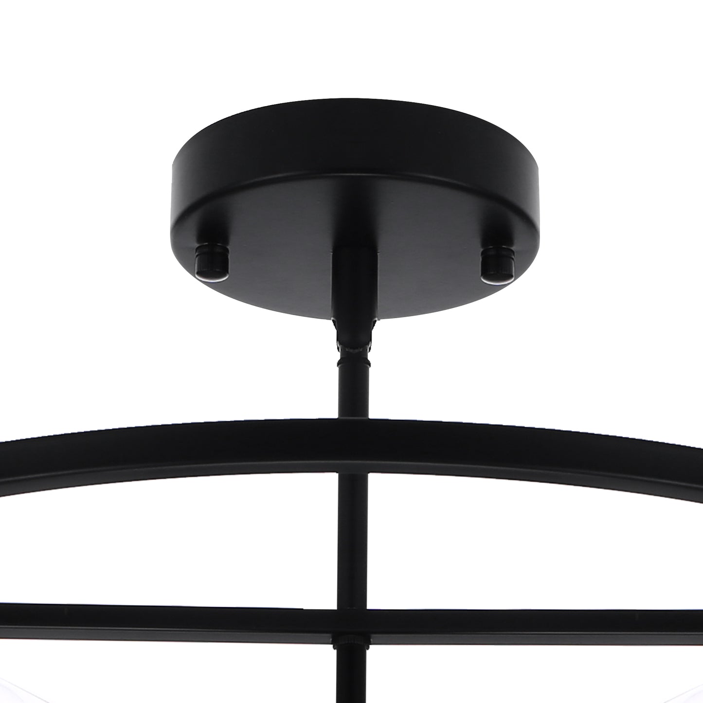 17 in. 4-Light Black Industria Caged Drum Ceiling Semi-Flush Mount Light for Kitchen Island Dining Room