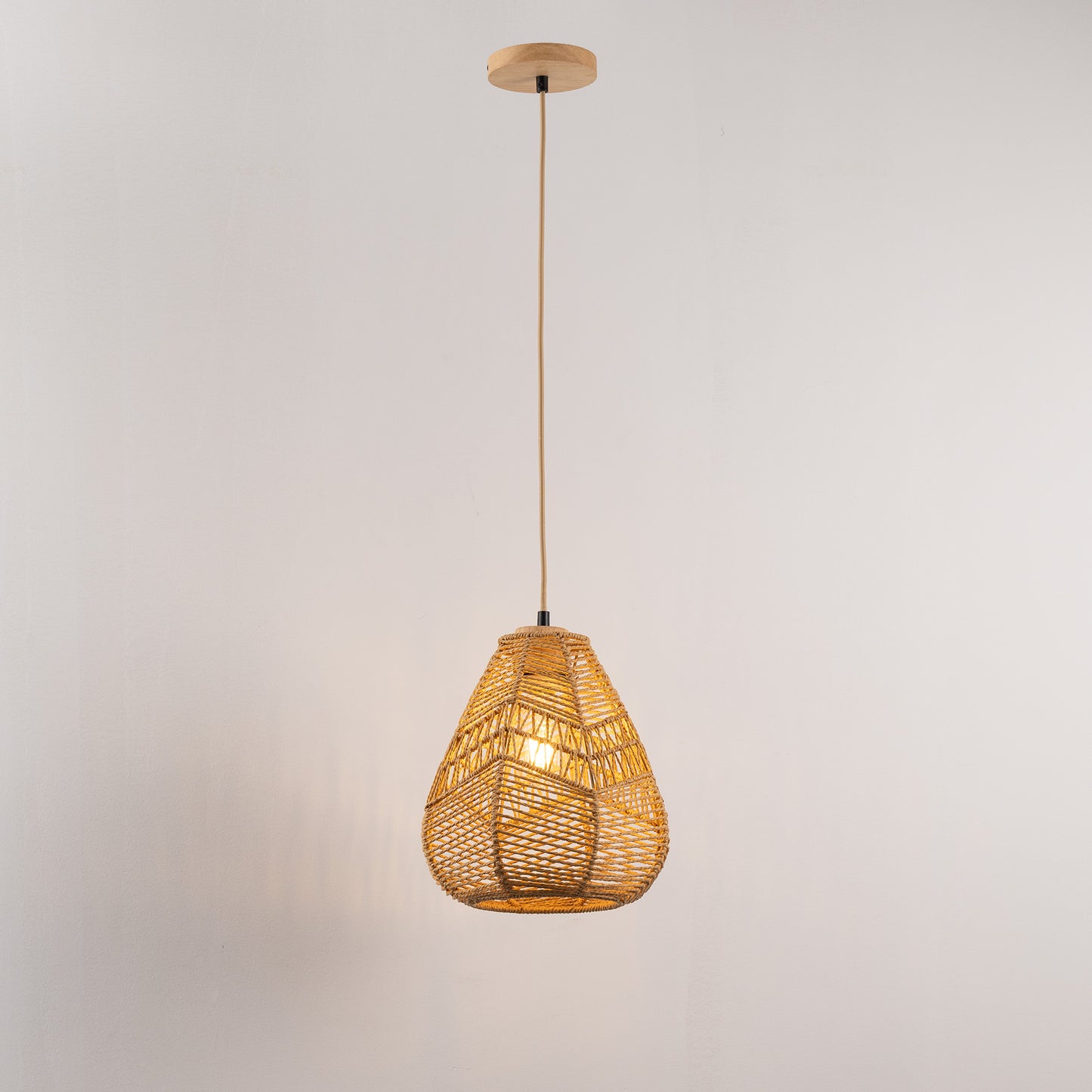 60-Watt 10 in. 1-Light Rope Mini Pendant Light with Rope Shade and No Bulbs Included