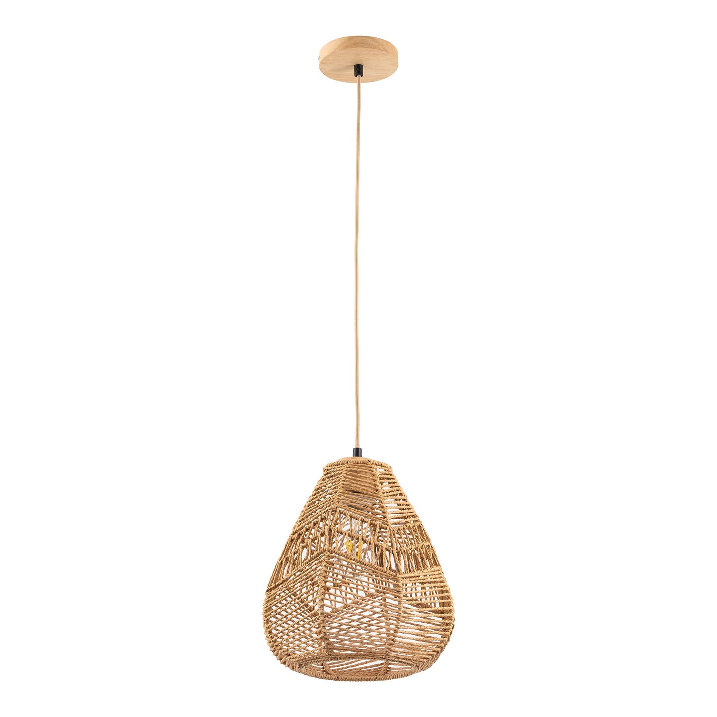 60-Watt 10 in. 1-Light Rope Mini Pendant Light with Rope Shade and No Bulbs Included