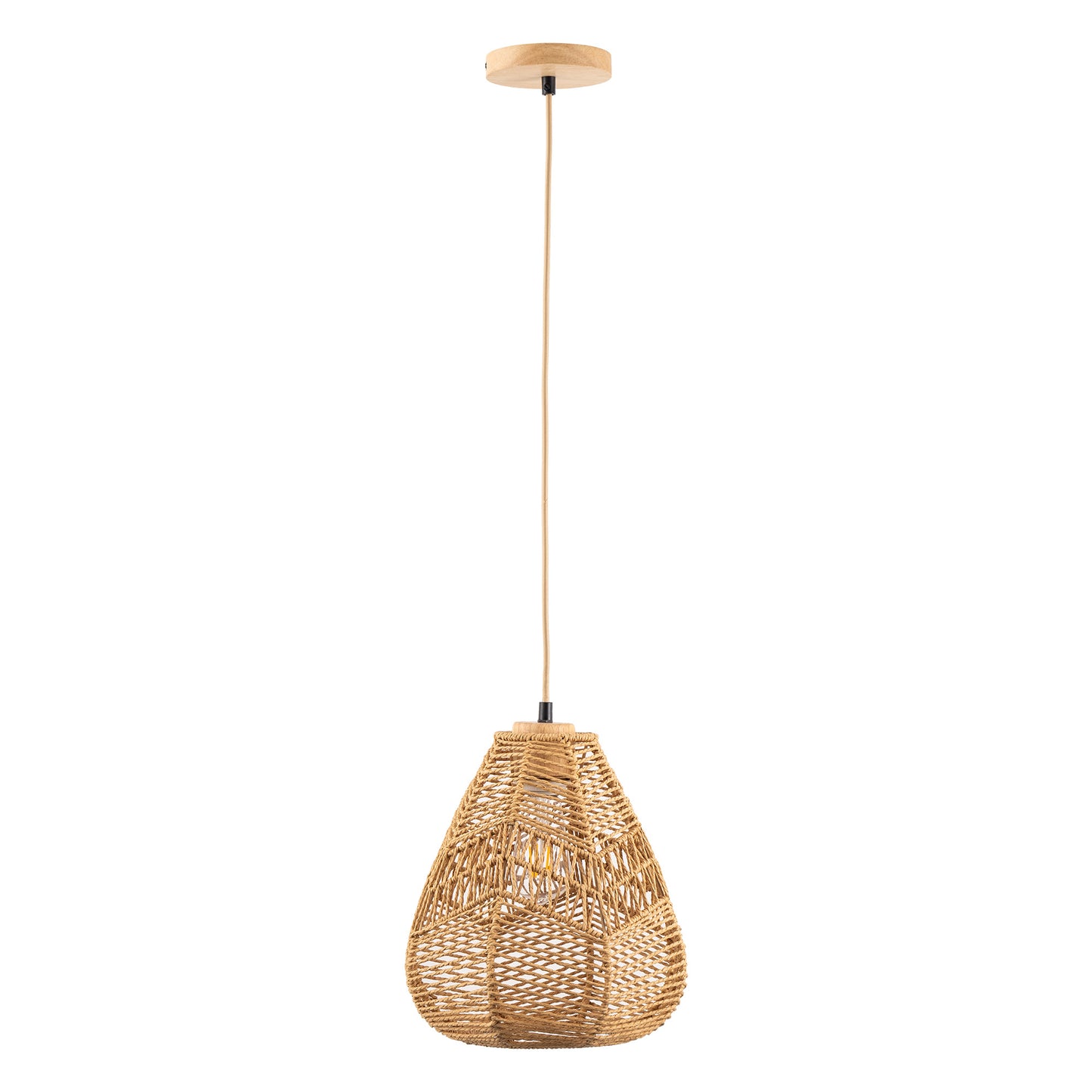 60-Watt 10 in. 1-Light Rope Mini Pendant Light with Rope Shade and No Bulbs Included