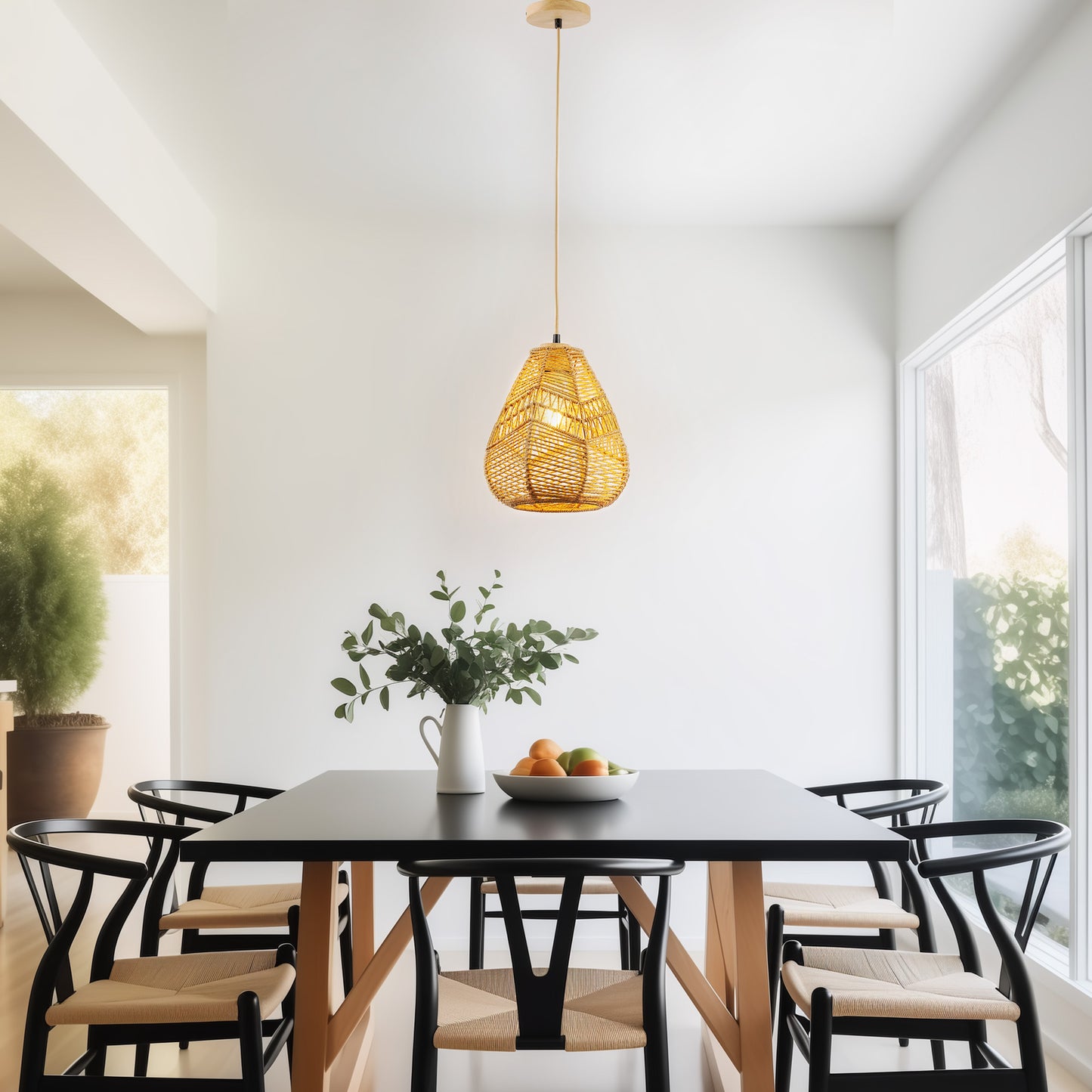 60-Watt 10 in. 1-Light Rope Mini Pendant Light with Rope Shade and No Bulbs Included