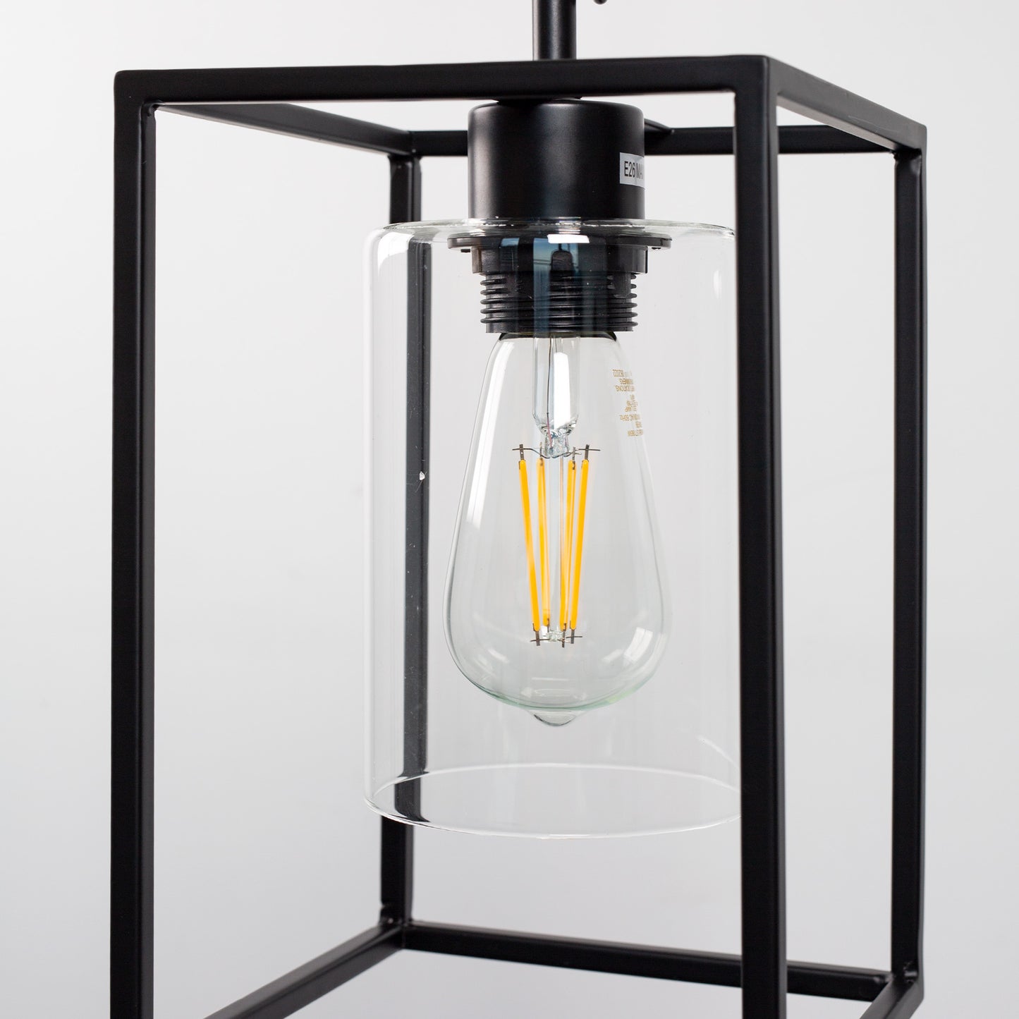 1-Light Black Kitchen Island Pendant Lighting with Glass Shade, Hanging Lighting for Living Room, Restaurant, Hallway