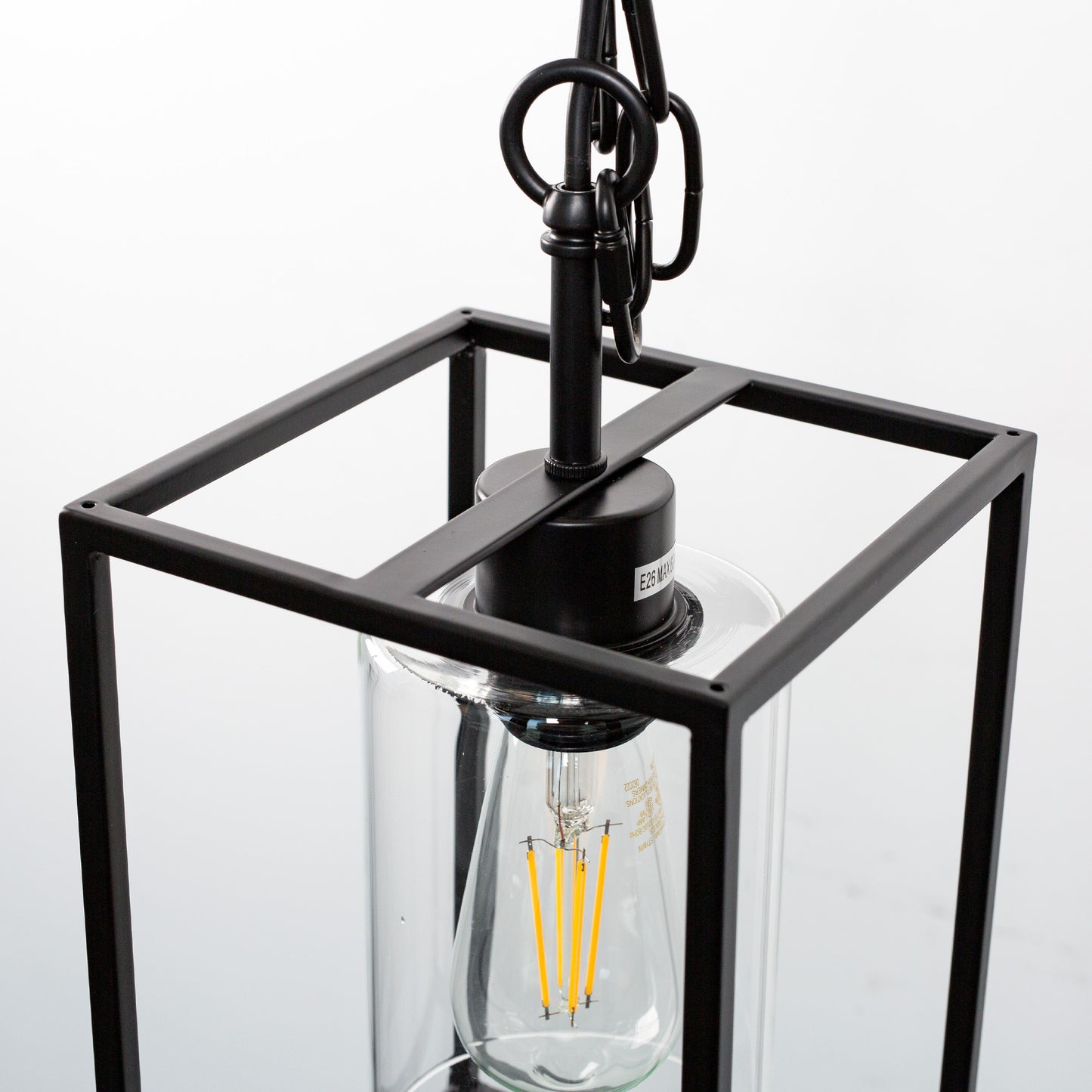 1-Light Black Kitchen Island Pendant Lighting with Glass Shade, Hanging Lighting for Living Room, Restaurant, Hallway
