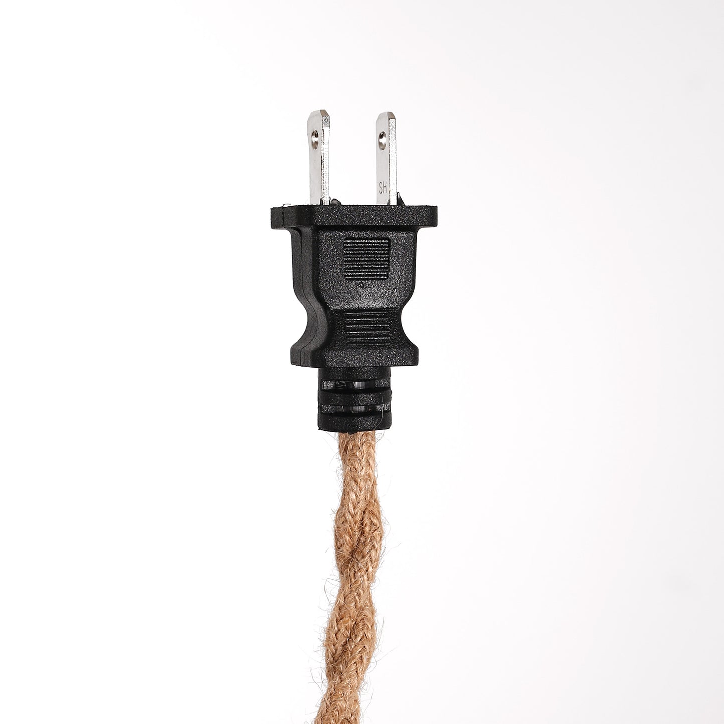 6.29 in. 1-Light Black Geometric Shaded Retro Plug-in Hand Woven Hemp Pendant Light with On/Off Switch for Dining Room