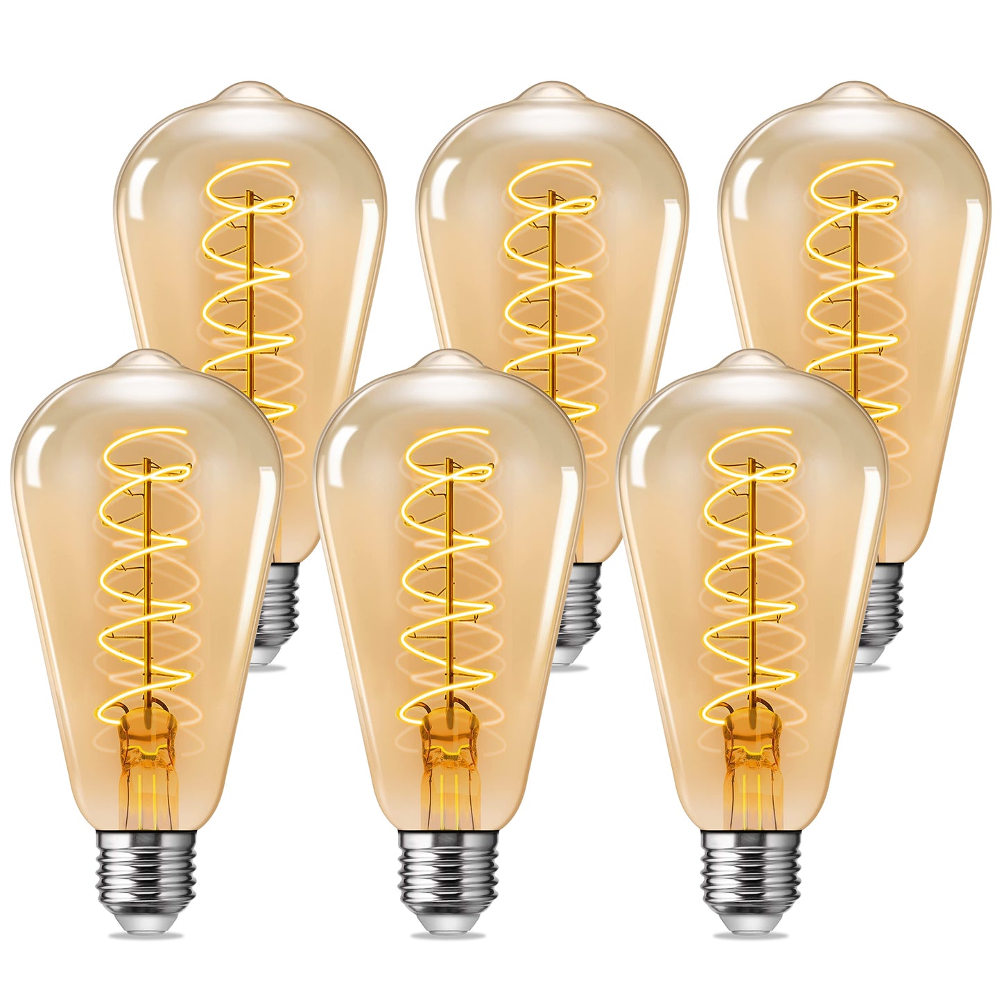 YANSUN 60-Watt Equivalent Vintage LED Edison Bulbs 4-Watt Antique LED Filament Bulb Warm White Non Dimmable 6-Pack