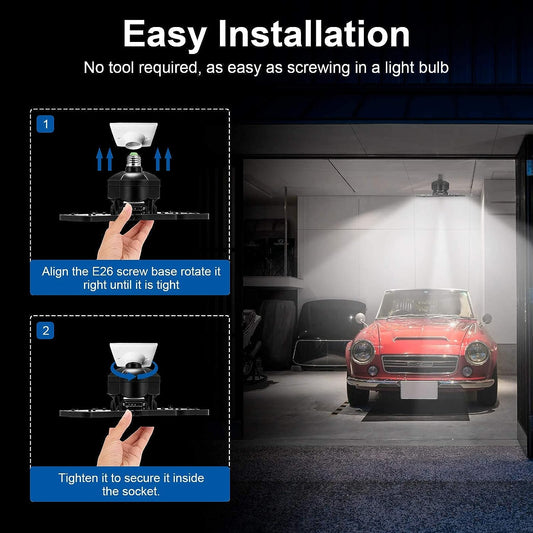 80-Watt Black Deformable LED Adjustable Garage Light Semi-Flush Mount Lighting, 4-Leaf 6000K Daylight White (4-Pack)