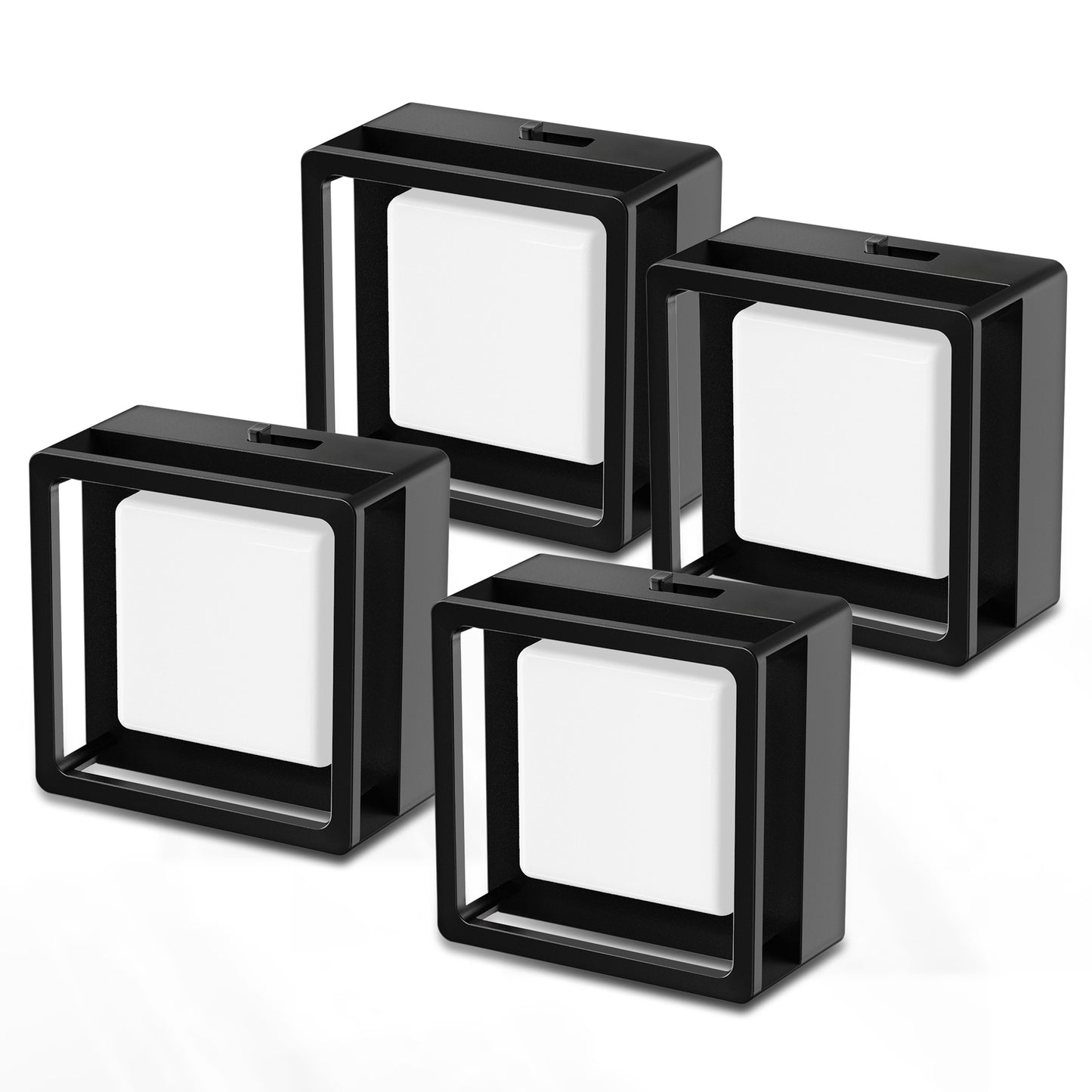 YANSUN 1-Watt Integrated LED Plug-In Night Light, Warm 3000K, Small Black Housing, Dimmable, Light Sensor, 4-Pack