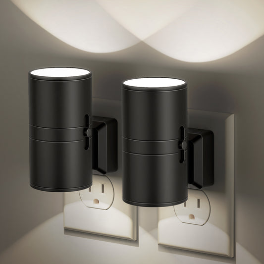 YANSUN Dimmable Wall Plug Night Lights 3000K Soft White, Adjustable, Auto On/Off (2-Pack)