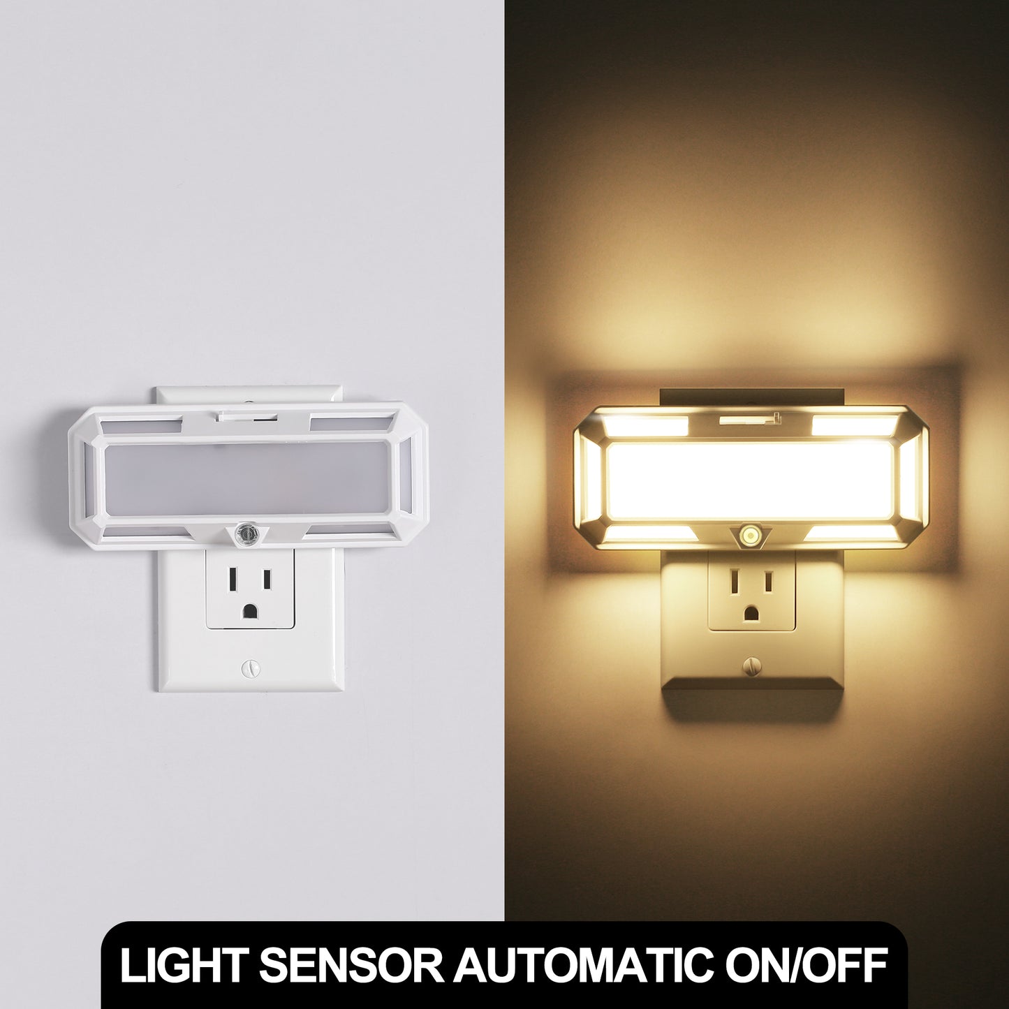 1-Light Dimmable LED Night Light Plug in with Dusk to Dawn Sensor, 3000K 0-250LM for Bathroom, Hallway, Bedroom (2-Pack)