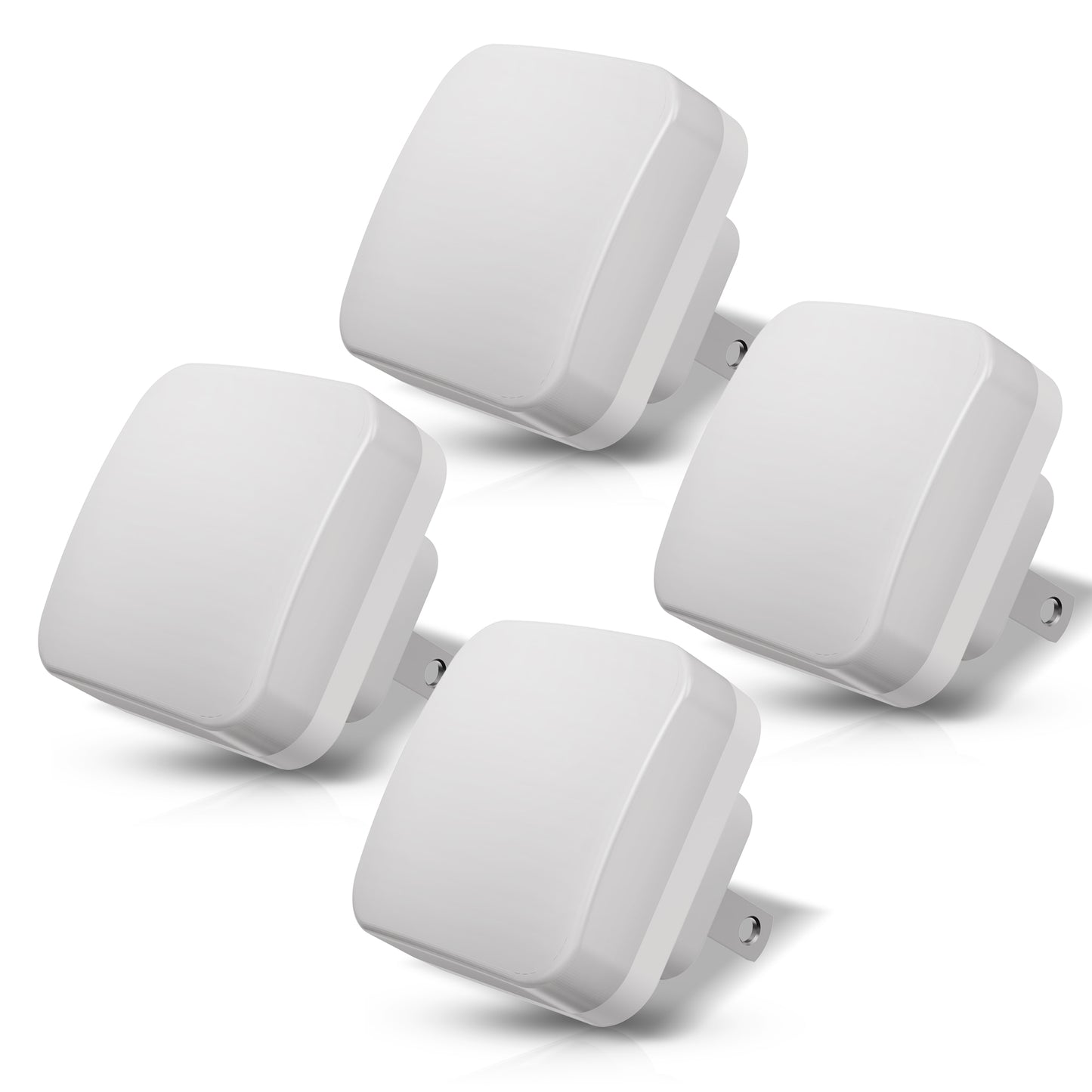 YANSUN 0.3-Watt Integrated LED Plug-In Small Square Night Light, Light Sensor, 4-Pack