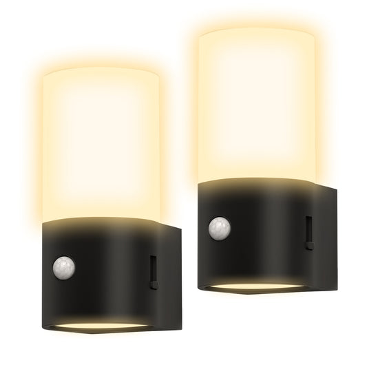 LED Motion Sensor Night Light Plug in 2-Pack, 100LM Dimmable, 3000K Soft White, Auto On/Off for Hallway, Bedroom