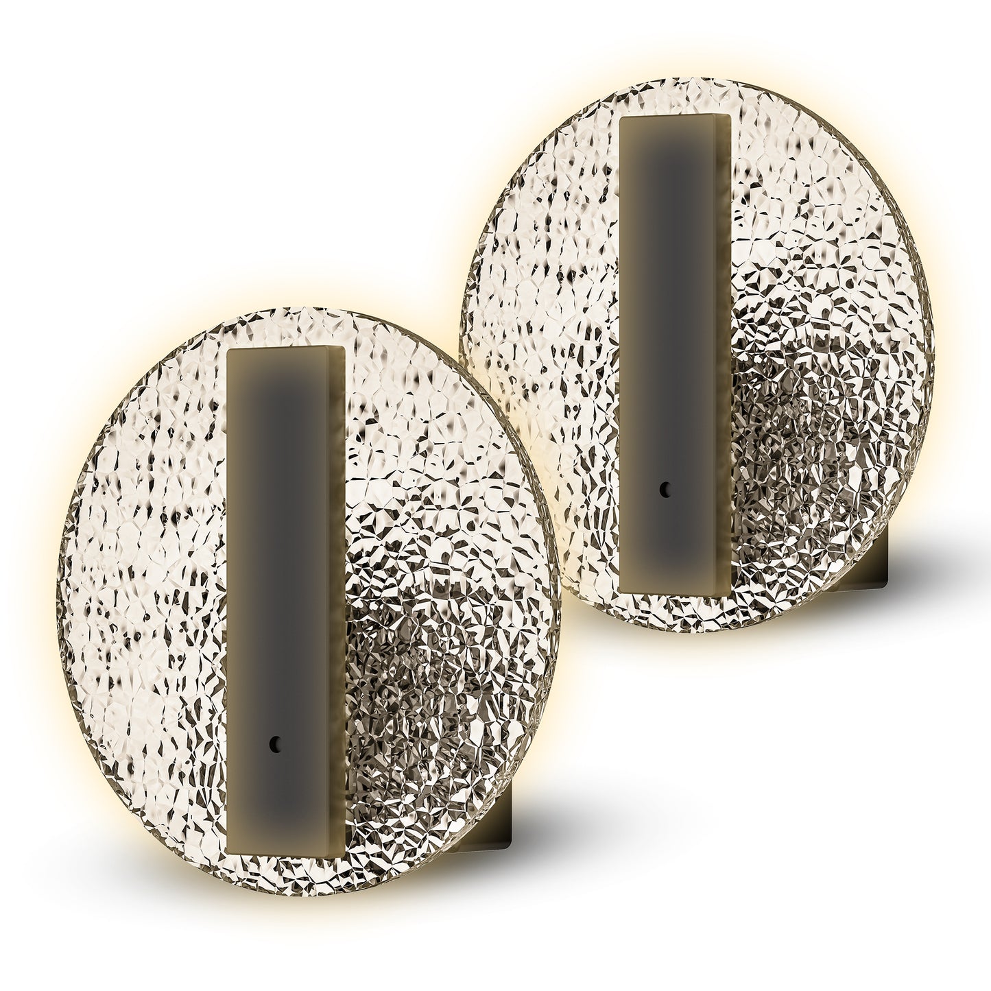 YANSUN 2-Pack 1W Black Plug-In Night Lights with Diamond Crystal Acrylic Cylinder, Sliding Dimming, Warm 3000K