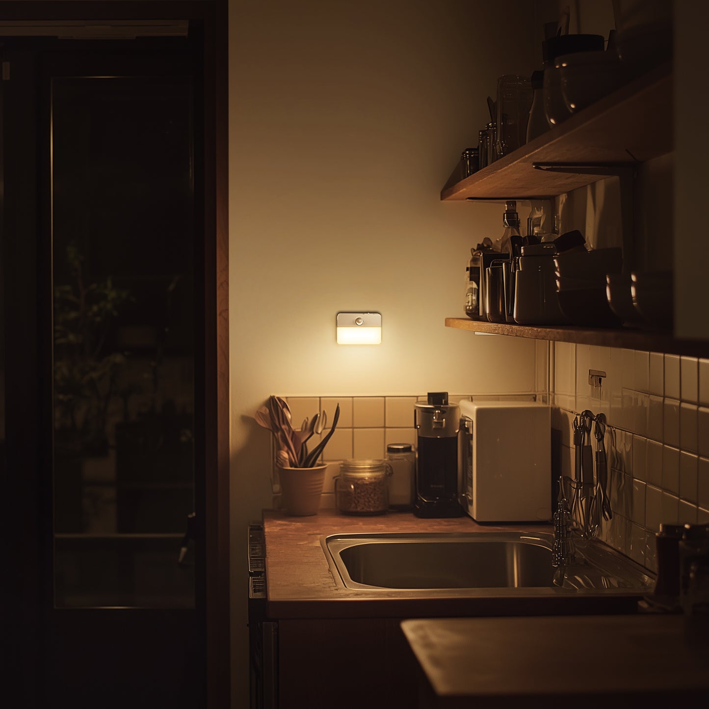 1-Light LED Motion Sensor Night Light, Rechargeable LED Night Light, 35LM Soft White for Stairs, Hallway (2-Pack)