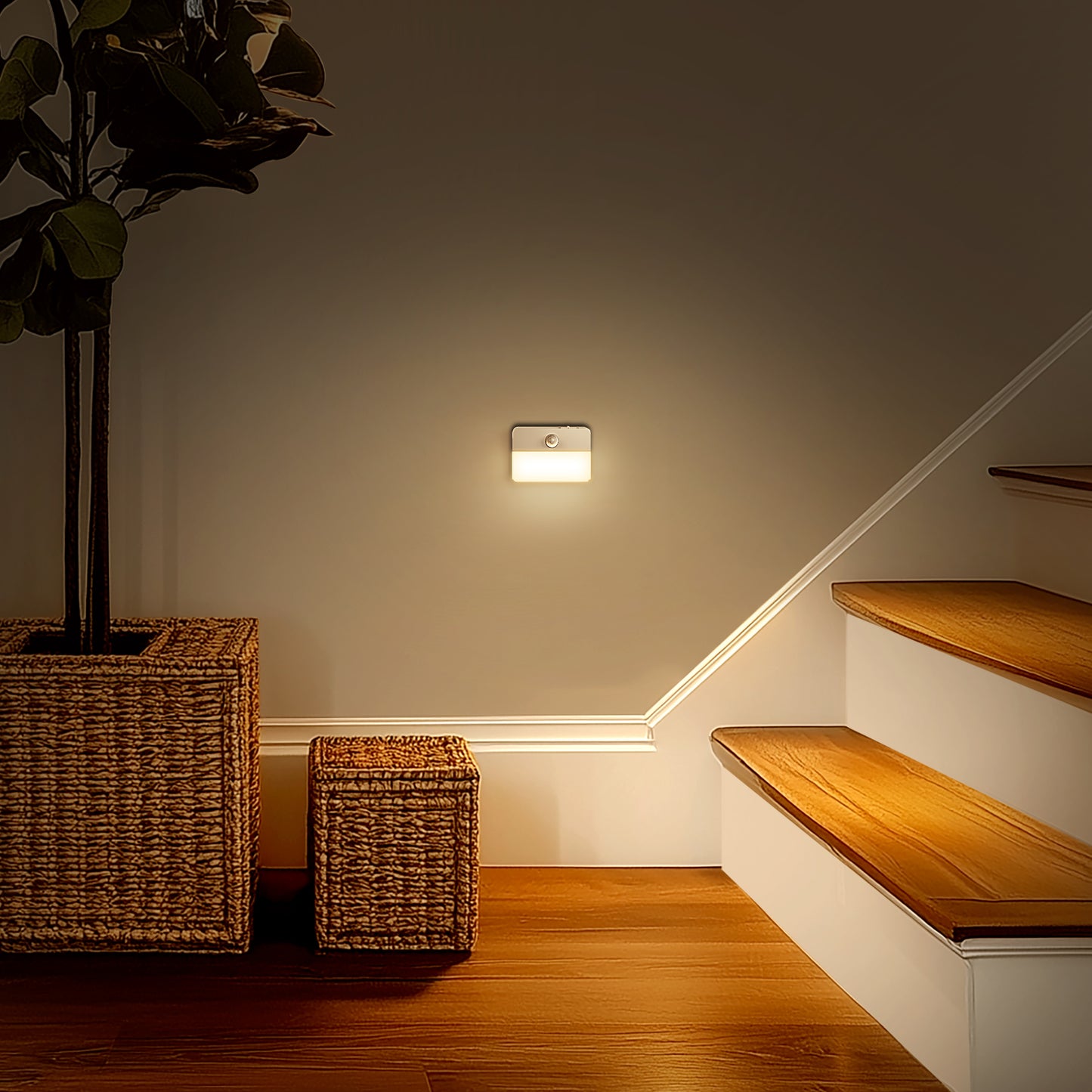 1-Light LED Motion Sensor Night Light, Rechargeable LED Night Light, 35LM Soft White for Stairs, Hallway (2-Pack)