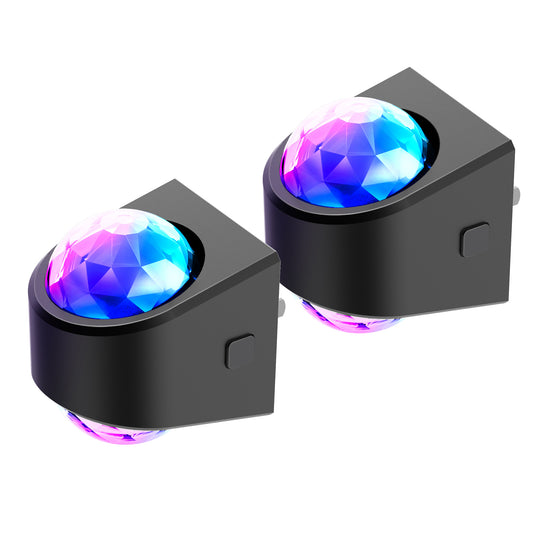 YANSUN 2W Plug-In RGB Night Light with Light Sensor and Up-Down Projection, Diamond Lens Design, 2-Pack