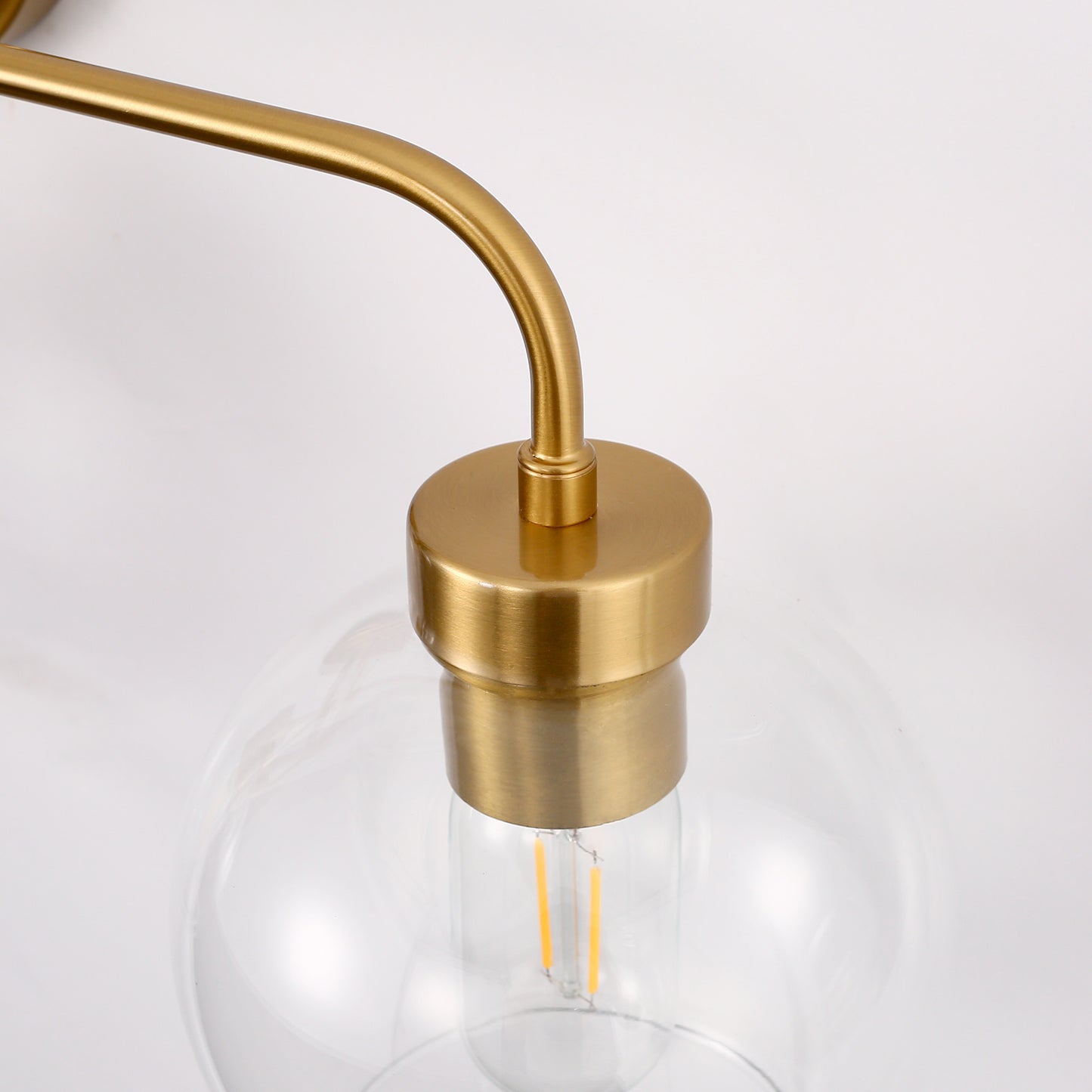 24 in. 3-Light Mid-Century Modern Globe Bathroom Vanity Light, Brass Gold Round Wall Fixture with Clear Glass Shades