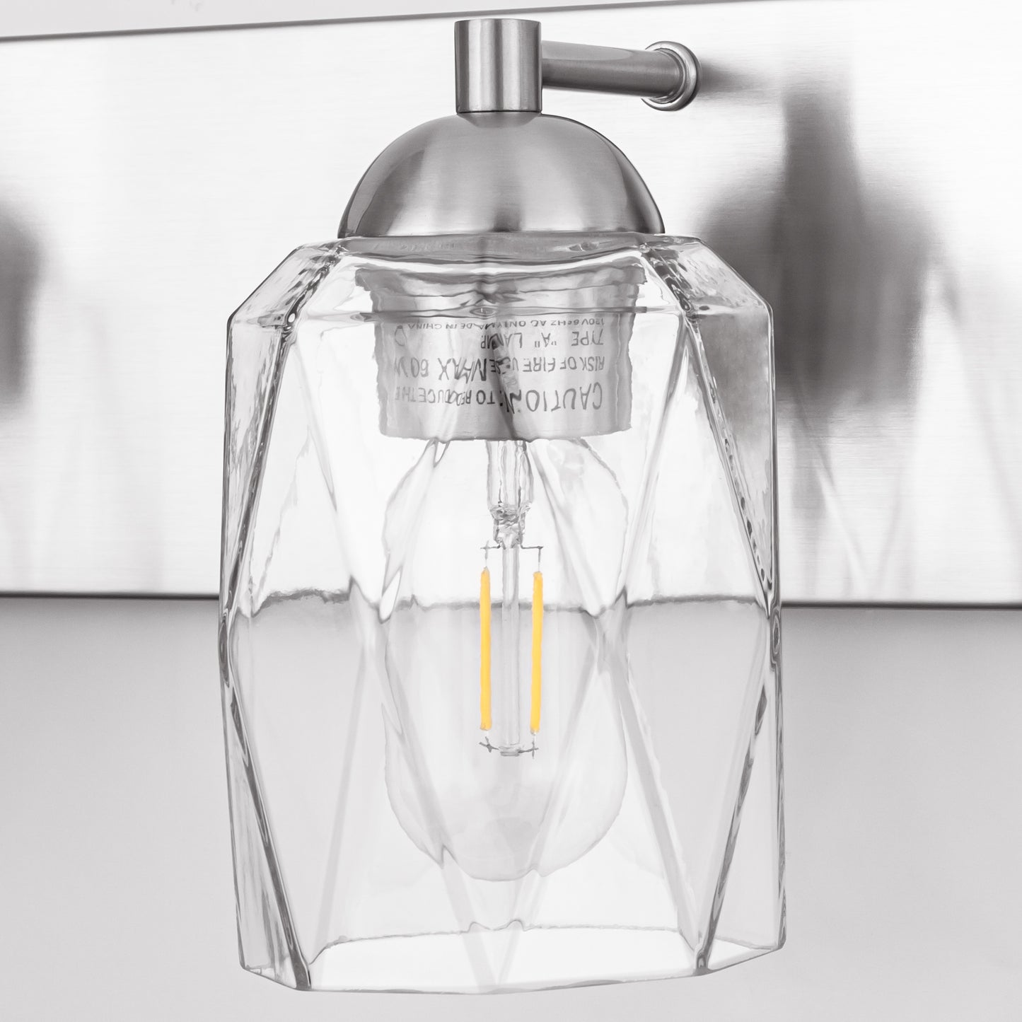 YANSUN 5.5 in. Clear Diamond Clear Glass Hexagon Lamp Shade with 1 in. Neckless Glass Fitter for Pendant, Vanity Light