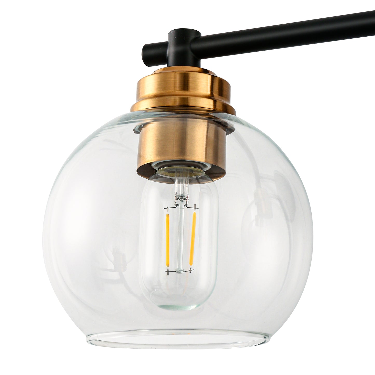 22 in. 3-Light Black and Gold Modern Bathroom Vanity Light with Clear Glass Shades, Wall Sconce for Large Spaces