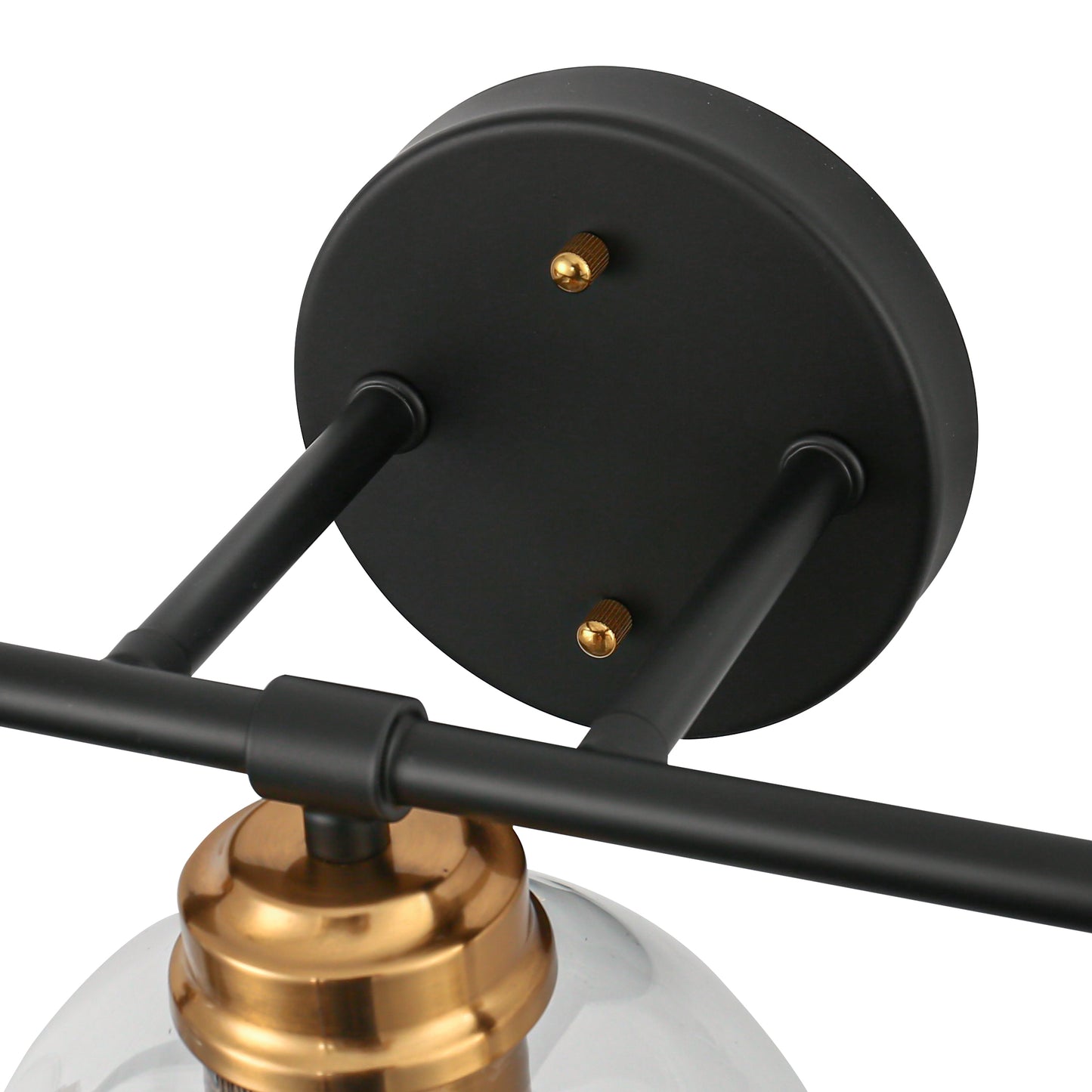 22 in. 3-Light Black and Gold Modern Bathroom Vanity Light with Clear Glass Shades, Wall Sconce for Large Spaces