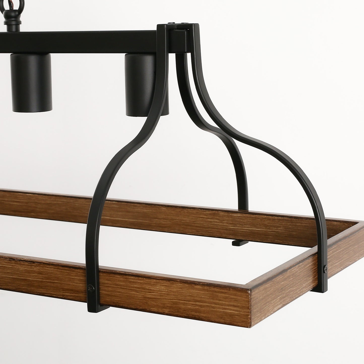 Rustic 5-Light Kitchen Island and Dining Room Light, Farmhouse Linear Chandelier with Black and Brown Wood Finish