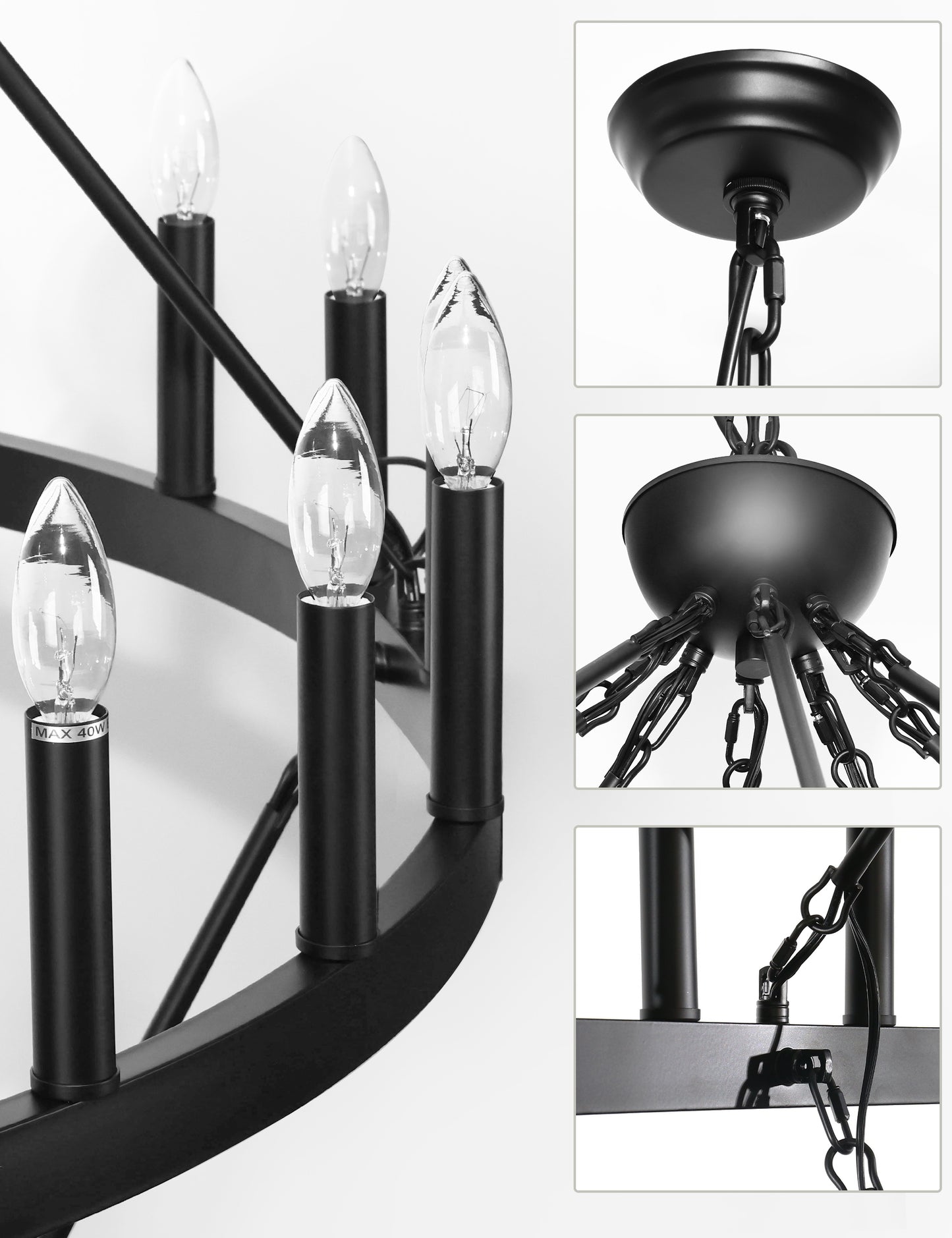70 in. 64-Light Black Farmhouse Wagon Wheel Chandelier 2-Tiers Extra-Large Pendant Light Fixtures for Living Room