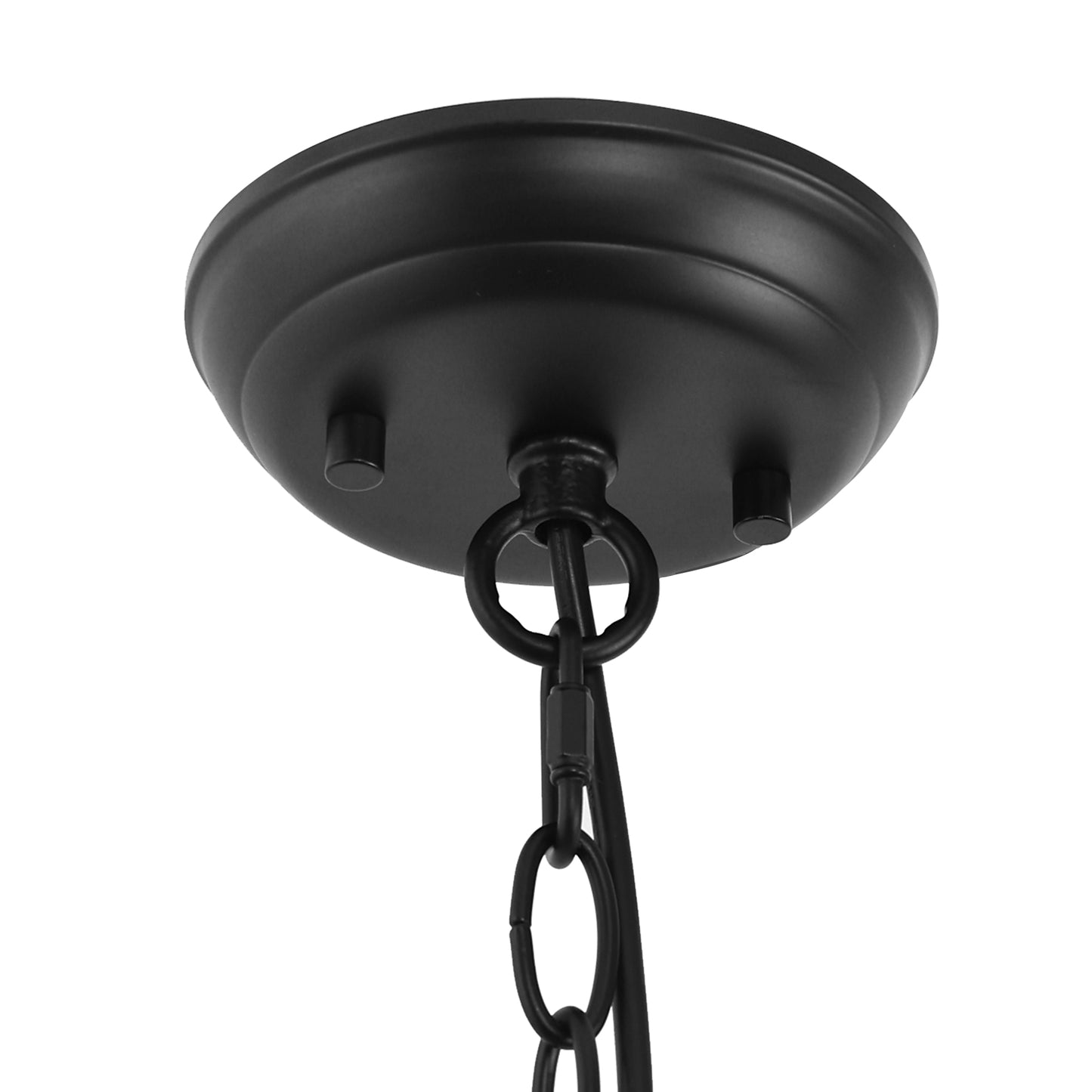 Modern Geometric 5-Light Chandelier, Black and White Wood Finish, Industrial Hanging Light Fixture for Dining Table