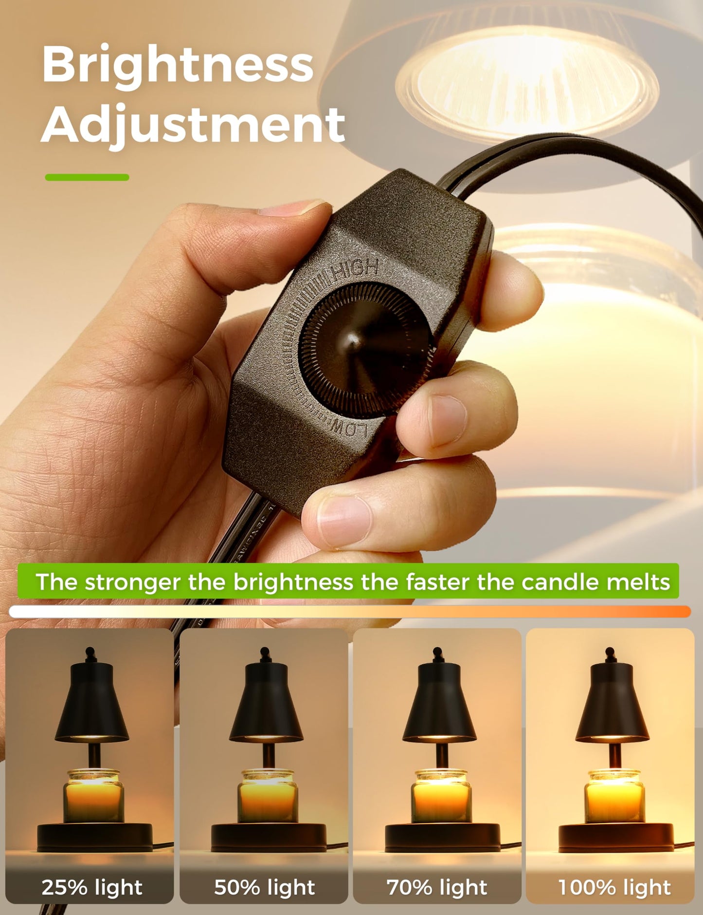 1-Light Black Vintage Candle Warmer Table Lamp with Rotary Dimmer Switch (G10 Halogen Bulbs Included)