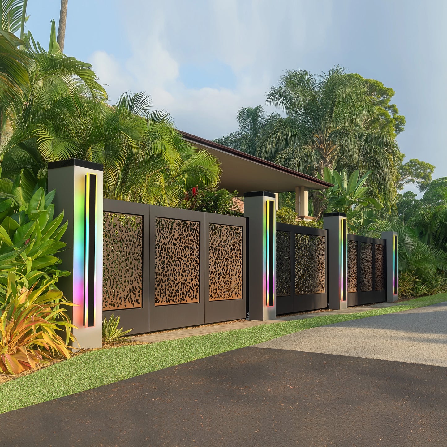 37 in. 1-Light Black Modern Integrated RGB LED Outdoor Wall Light, Waterproof Porch Lantern Sconce for Garden