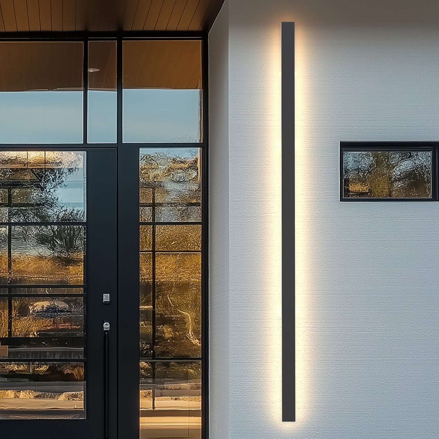 59 in. 45-Watt Black Outdoor Hardwired Linear Waterproof 3000K Warm White Integrated LED Wall Lantern Sconce