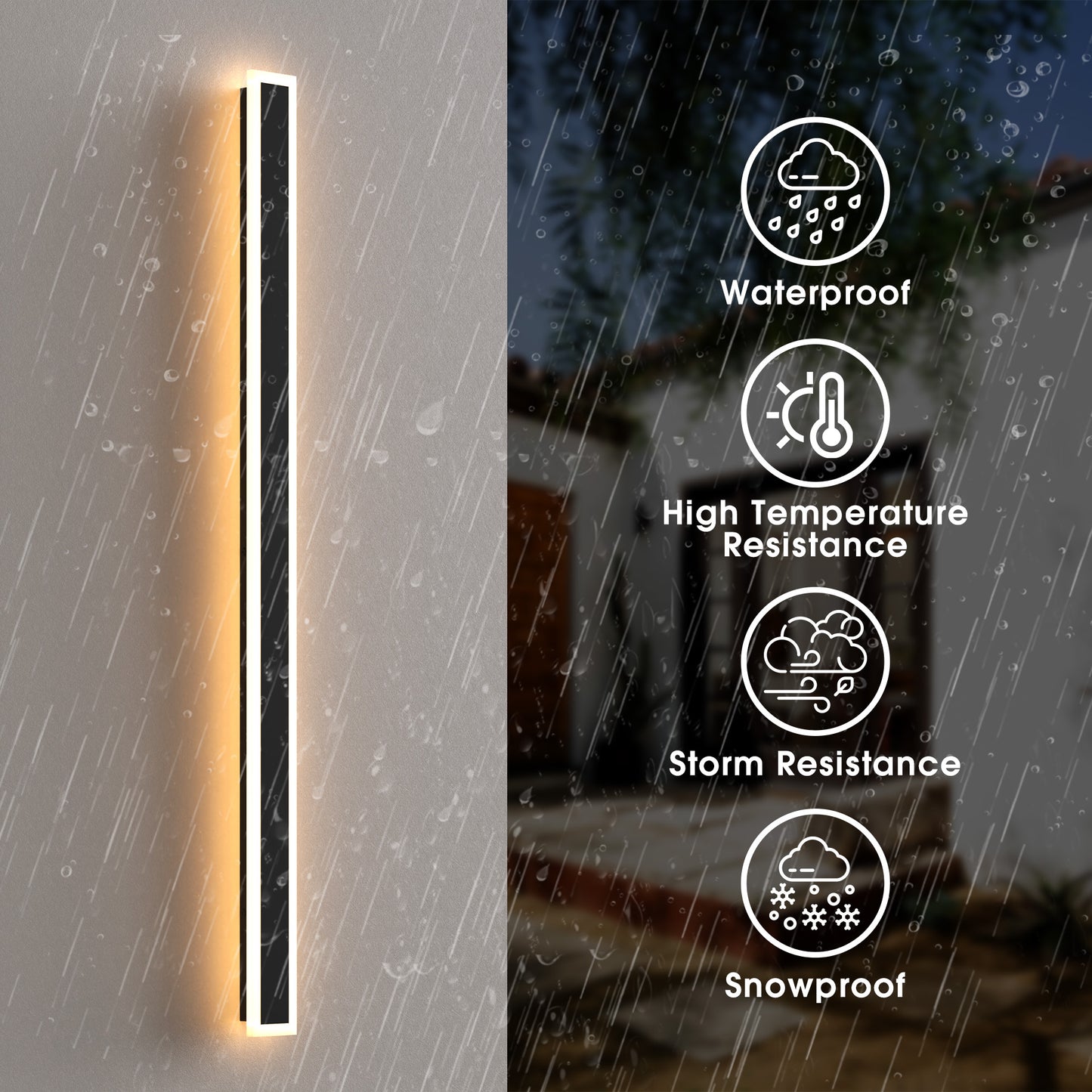 43 in. 30W 1-Light Matte Black Modern Integrated LED Outdoor Wall Light, Waterproof Porch Lantern 3000K/6000K