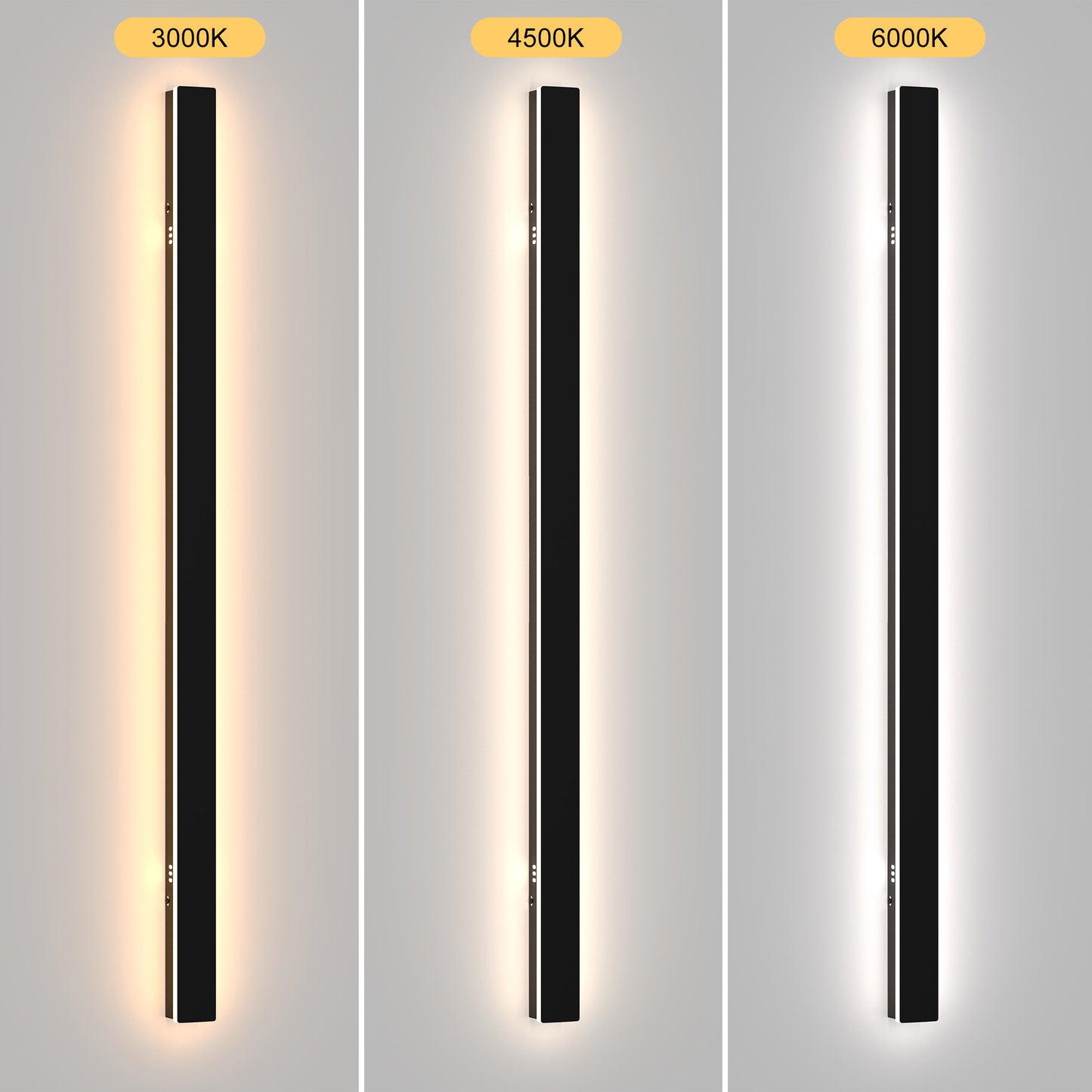 39 in. 30-Watt Black Outdoor Hardwired Linear Waterproof 3000/4500/6000K Integrated LED Wall Lantern Sconce
