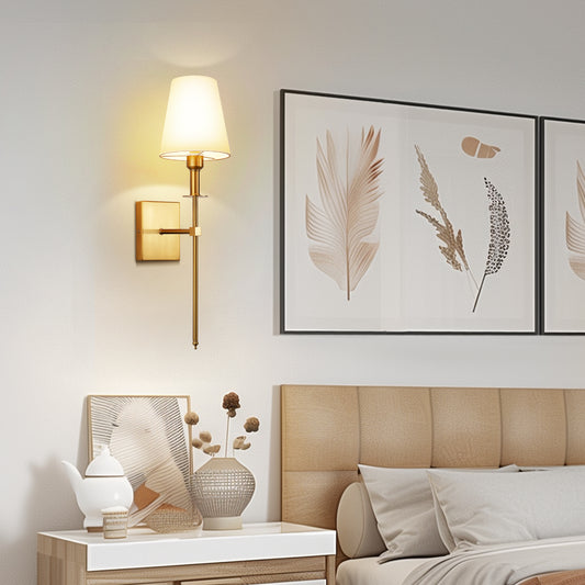 6 in. 1-Light Gold Wall Sconces with Bulbs, Rechargeable Wireless Wall Sconces Dimmable with Remote for Bedroom (2-Pack)